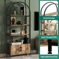 thumbnail image 4 of 71.5" Tall 4-Tier Arched Bookcase with Doors Storage, Industrial Book Shelf with Studry Metal Frame and Open Shelves, for Office, 4 of 6