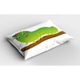 thumbnail image 2 of Ambesonne Caterpillar Pillow Sham 2 Pack, Animal Design, 36"x20", Green Brown Orange Apple, 2 of 3