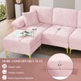 thumbnail image 5 of Rophefx 88.5" Sectional Couches for Living Room,3-Seat L-Shaped Sofa,Upholstered Velvet Fabric with Ottoman,Pink, 5 of 9