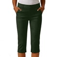 thumbnail image 2 of Ziynglg Womens High Waist Capri Jeggings Stretch Slim Solid Color Cropped Pants Casual Business Straight Pants, 2 of 8