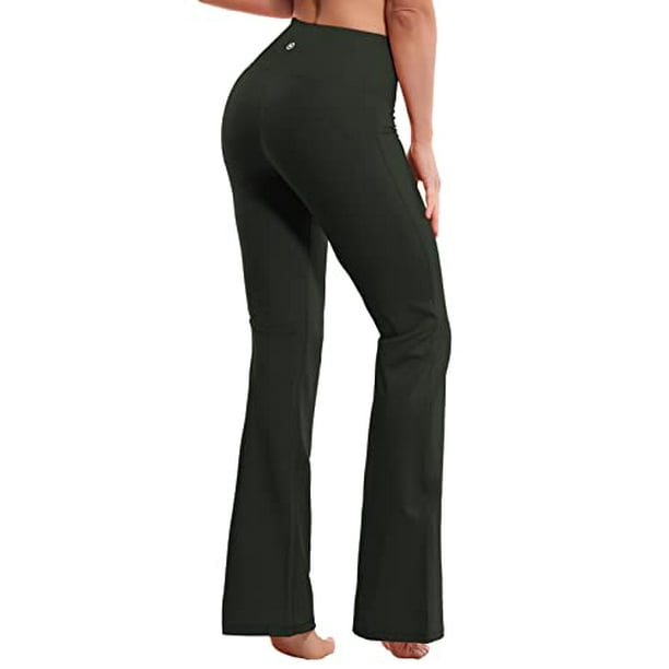 BUBBLELIME 2931333537 4 Styles Womens High Waist Bootcut Yoga Pants - Basic  Nylon_OLIVEgRAY S-31 Inseam 