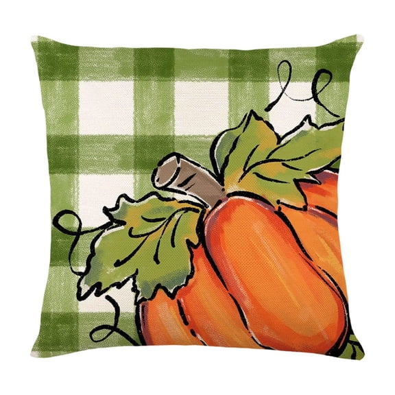 Btomtd Couch Pillow Covers 18 x 18 Inch, Thanksgiving Pumpkin Maple Leaf Linen Throw Pillow Cover, Farmhouse Decorative Pillow Cases for Sofa Bed, A