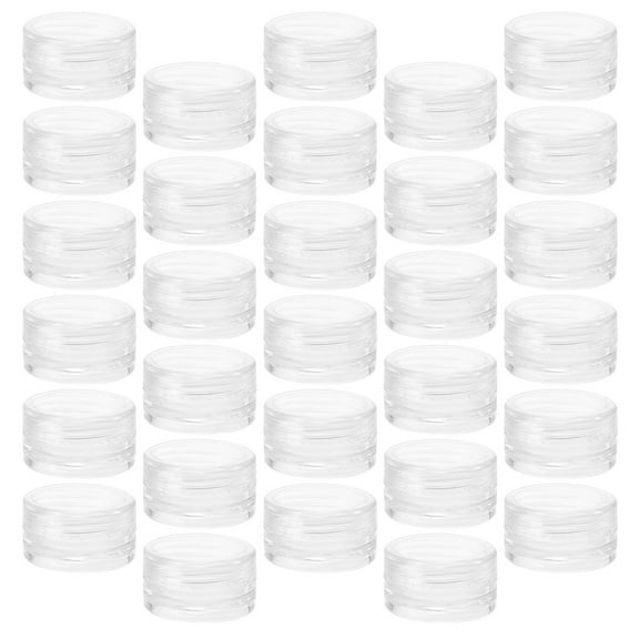 FRCOLOR Durable Storage Bottles for Makeup and Cream 30 Pcs Reusable Transparent Material Flat Lids 1 oz