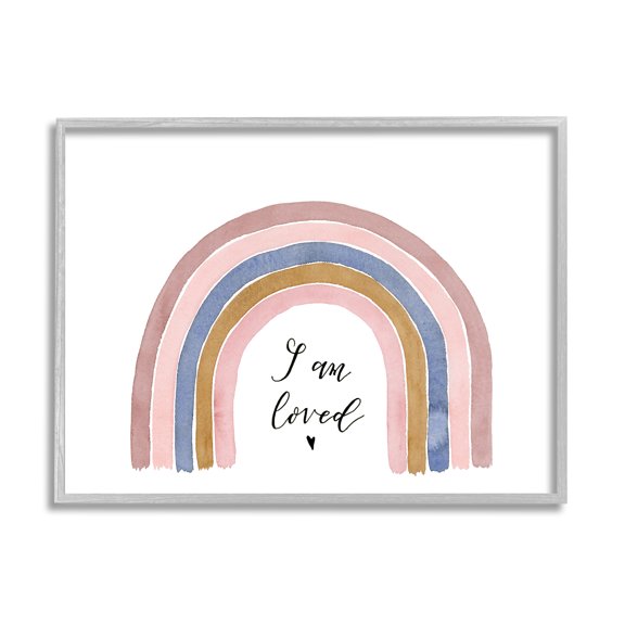 Stupell Indtries I Am Loved Phrase Inspirational Children's Rainbow,14 x 11,Design by Lucille Price