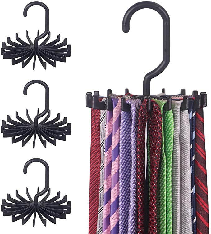 Ohuhu Wooden Tie Rack Hangers Rotating Twirl 24 Tie Organizer Rack Hanger Holder 