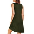 thumbnail image 6 of Awdenio Summer Dresses for Women 2024, Ladies Nightgown With Pockets Sleep Shirts Sleeveless Sleepwear Pleated Front Nightshirt Round Neck Nightdress Army Green S, 6 of 7