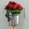 thumbnail image 3 of Lifelike Red Geranium Hanging Basket - Complete with Faux Flowers & Ribbon Bow, Ready-to-Hang Indoor Outdoor Porch Decor (1 Pack), 3 of 7
