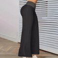 thumbnail image 4 of Arnsht Women's Solid Color Hollow Belt High Waist Casual Straight Loose Comfortable Breathable Trousers Wide Leg Pants Black XXL, 4 of 8