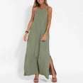 thumbnail image 4 of Robe Décontractée à Bretelles Fendue pour Femmes Couleur Unie Boho Longues Robes, 4 of 6