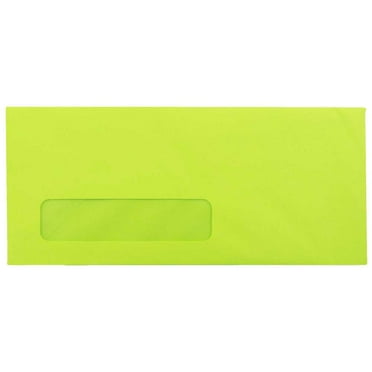 JAM Paper No. 10 Window Envelopes, 4 1/8 x 9 1/2, 50/Pack, Lime Green