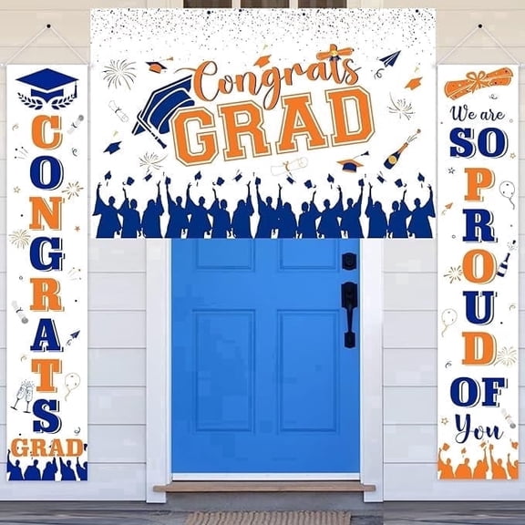 2026 Graduation Door Banner Set, Congrats Grad Photo Backdrop - We Are So Proud of You Door Sign Banner for Class of 2026 Indoor Outdoor Celebration Party Supplies