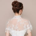 thumbnail image 3 of Defitshape Women's Bolero Shrug Lace Top Short Sleeve Summer Soft Off The Shoulder Sheer Tube Short Wedding Bridal Style3 One Size, 3 of 3
