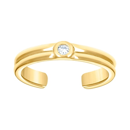 10k Yellow Gold Womens Cubic Zirconia Fashion toe ring 2.2x2.2mm Wide toe ring for Women - 1.1 Grams