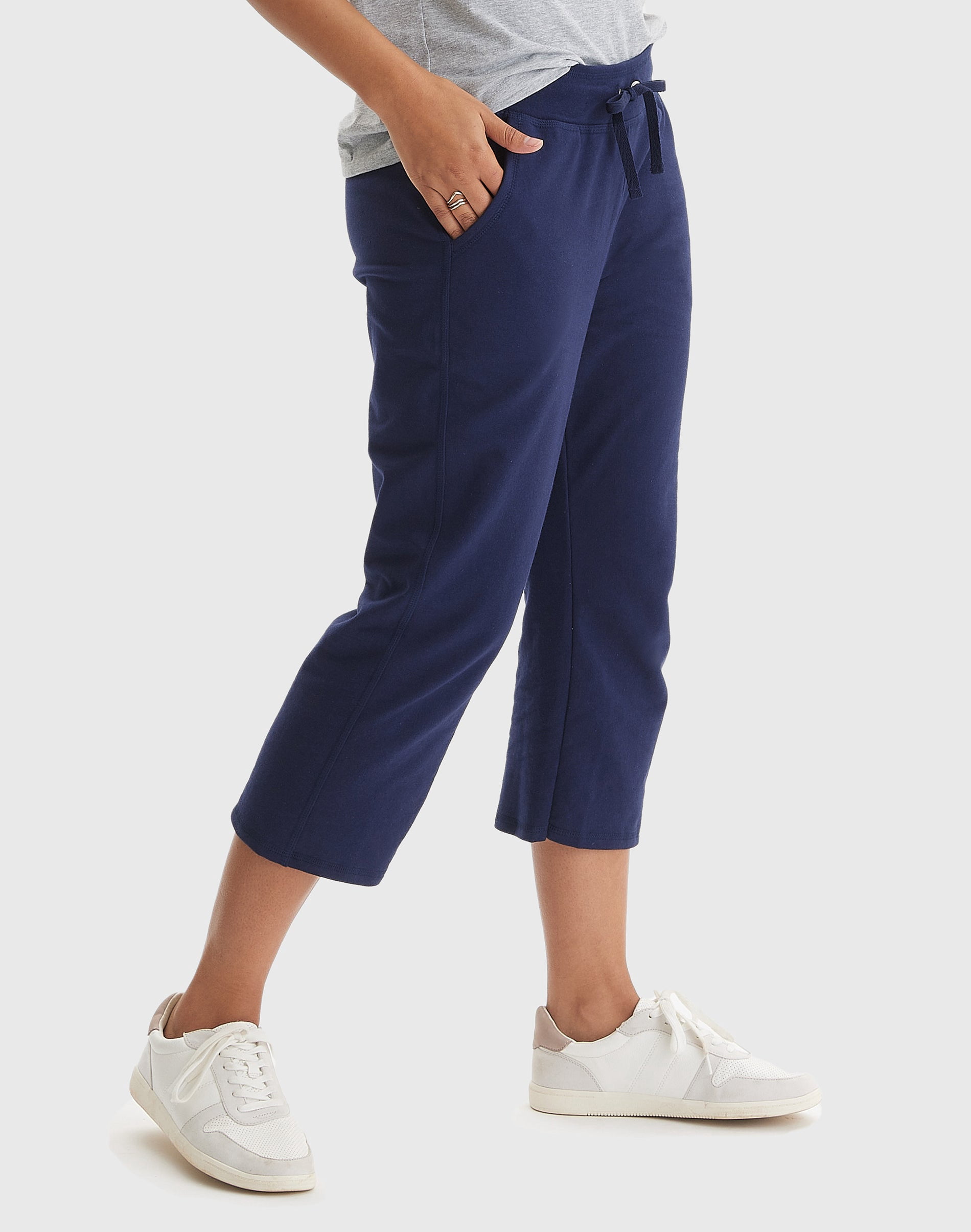 Hanes Women's French Terry Capri Pants with Pockets, 22" Navy 2XL
