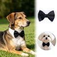 thumbnail image 2 of Adjustable Dog Bow Tie for Neck Girths Extra Large Dogs Comfortable Cotton Tuxedo Necktie Collar Boy Pets Grooming Wedding Holiday Birthday Party Cat Bow Tie White Formal Collar for Small Puppy, 2 of 9