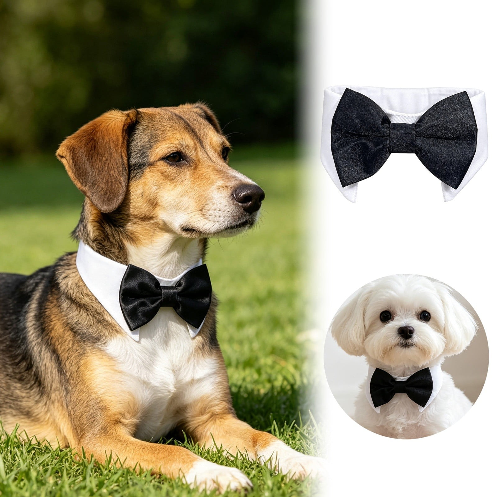 1 Pcs Dog Cat Tuxedo Collar Cat Wedding Bowtie Bow Tie Tux Adjustable Hook and Loop Closure Birthday Easter Valentines New Year Bowtie Tux Collar for Dog Cat Puppy Formal Pet Wear