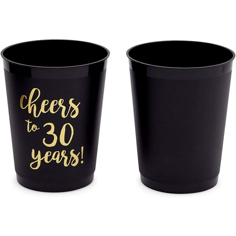 16 Pack Black 30th Birthday Plastic Tumbler Cups 16 oz for