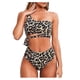 thumbnail image 1 of Women One Shoulder High Waisted Bikini Tie High Cut Two Piece Swimsuits, LeopardL, 1 of 4