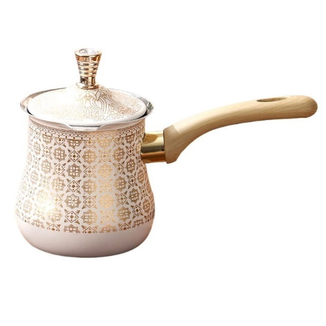 720ml Turkish Coffee Pot Stovetop Coffee Maker with Long Wooden Handle Stainless Steel
