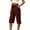 Wine, variant on Jsaierl Womens Plus Size Capris Pants Summer High Waist Pant with Pockets Relaxed Fit Casual Trousers Lightweight Beach Pants