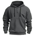 thumbnail image 4 of Aobny Henley Gym Shirts Men Hooded Gray Button Up Hoodie Sweatshirts Men Big and Tall Shirts for Men,XL, 4 of 5