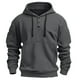 thumbnail image 4 of Sudadera con capucha para hombre, color liso, a la moda, con bolsillo, botón, cordón, informal, deportiva, de manga larga, cárdigan con capucha, sudadera para hombre, blusa de poliéster, 4 of 5