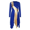 thumbnail image 6 of iiniim 2Pcs Praise Dance Outfit Women Long Sleeve Asymmetrical Praise Dance Tunic with Pants Liturgical Dancewear Blue S, 6 of 7