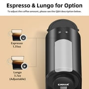 CHULUX Mini Espresso Machine for Italian Capsule, Coffee Maker for Espresso and Lungo, Black