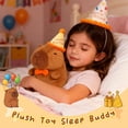 thumbnail image 6 of Capybara Plush with Happy Birthday Hat Bow Soft Capibara Stuffed Animal Plushies Toys for Birthday Gifts Party Decoration for Kids Brown 9 inch, 6 of 7