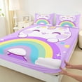 thumbnail image 3 of Manfei Cute Cat Kitten Full Size Sheets, Dreamy Cloud Rainbow Bed Sheets, Cartoon Kawaii Animal Sheet Sets, Super Cozy Room Decor, 4-Piece, 3 of 7