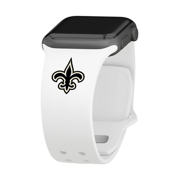 White New Orleans Saints Logo Silicone Apple Watch Band