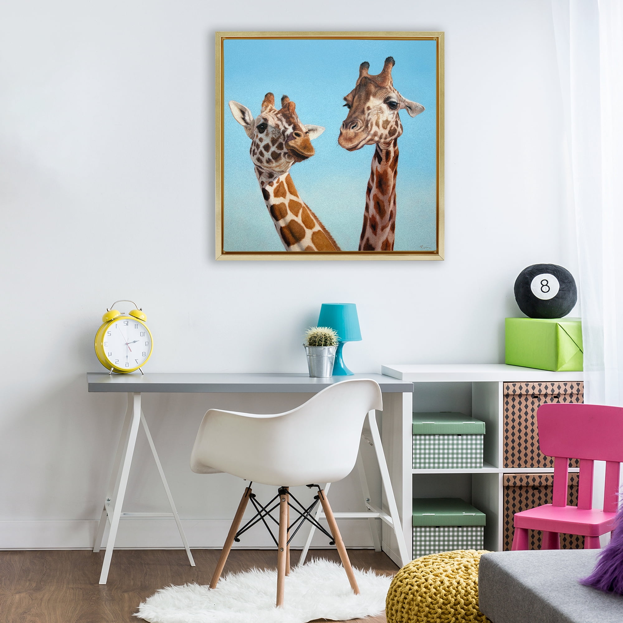 Stupell Industries Romantic Soulmate Giraffes Gold Framed Floater Canvas Wall Art, design by Lucia Heffernan