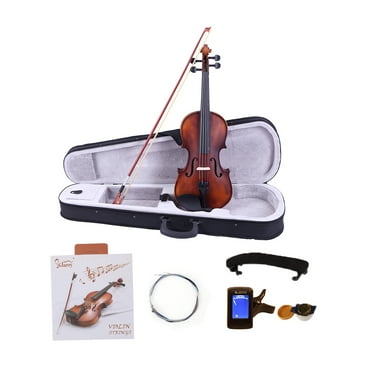 Glarry 4/4 Classic Matt Violin Set, Solidwood Fiddle with Case, Bow, Strings, Rosin, Shoulder Rest and Electronic Tuner for Teens and Adults, Dark Golden