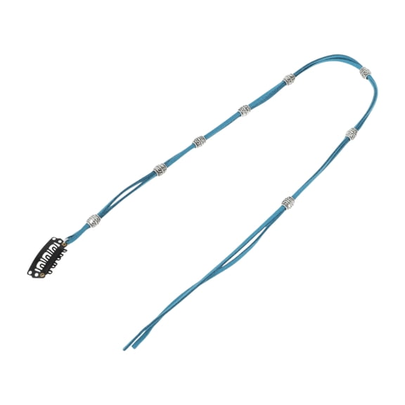 Unique Bargains 1 Pc Braided Hair Chain Eight Beads Braid Hair Accessories for Women Lake Blue