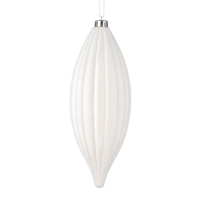 Vickerman M183211M 8 in. White Matte Line Finial Ornament 4 per Bag