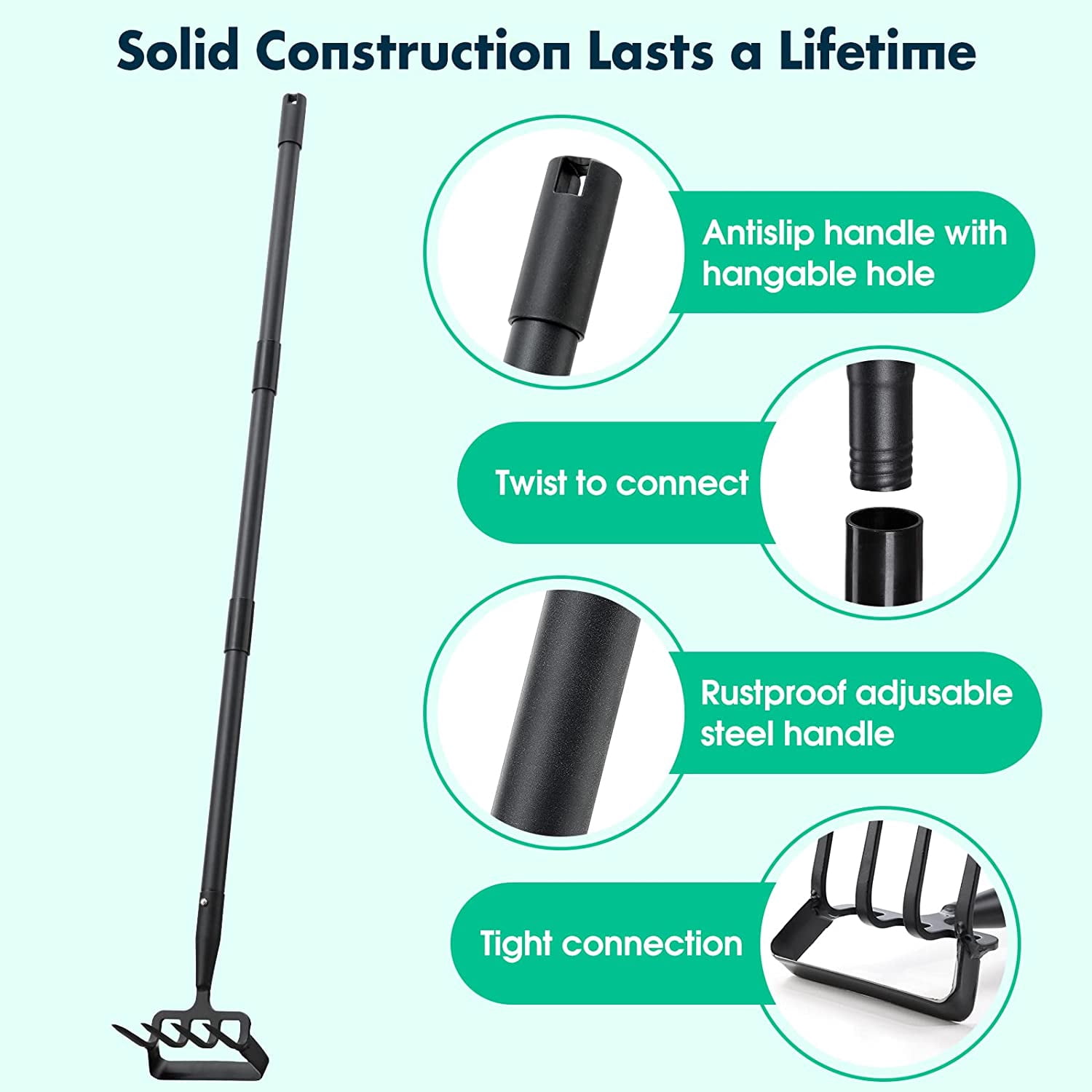 Yeyebest Stirrup Hoe and Cultivator with 73 inches Adjustable Handle for Weeding,Digging, Loosening Soil, Metal Garden Hula Hoe