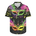 thumbnail image 5 of BiZtdJrK 2025 Costume Men Mardi Gras, Fashion Graphic Printed Button Down Bowling Shirts Casual Lapel Blouses Plus Size Vacation Beach Tops Multicolor 5XL, 5 of 6