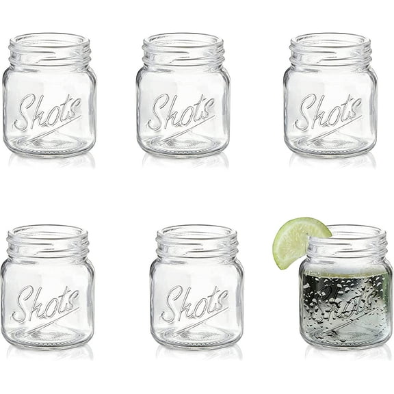 Palais 'Shots' Mason Jar Shot Glasses - Mini Shot Glass Cups - Holds 2.4 Oz - Set of 6 (Clear)