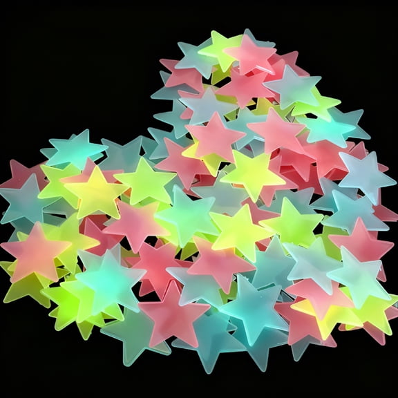 CCOCC 2026 New 100-Pack Fluorescent Glow in the Dark Star Wall Stickers for Kids Bedroom Ceiling Decor,1.19 Inch Pvc Luminous Decals Glow in the Dark Stars for Ceiling