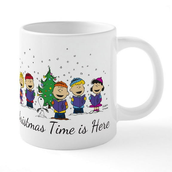 CafePress - Peanuts Christmas Time Is - 20 Oz White Ceramic Mega Mug