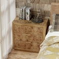 thumbnail image 6 of COZAYH Burl Finish 3 Drawer Nightstand, Rustic Farmhouse Dresser with Metal Handles, Vintage Accent Wood Storage Bedside Table for Bedroom, Fully Assembled, Brown, 6 of 7