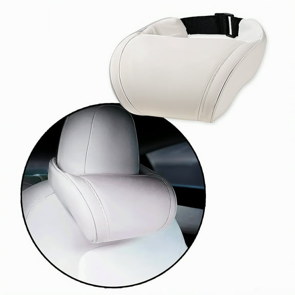 CoolKo Car Headrest Neck Pillow Support Memory Foam Ergonomic Design Accessory for Driving Seat Fatigue Relief Compatible with Tesla Model S X 3 Y & Cybertruck - 1 Piece