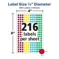 Avery SeeThrough ColorCoding Removable Labels, 1/4" Round, Assorted