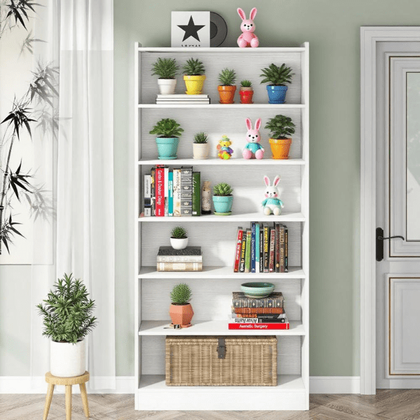 78" Tall Deep 7-Shelf Bookcase, Full Wood (Waterproof Melamine), 22lbs/Shelf, for Home Office, Library, Living Room
