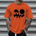 thumbnail image 2 of VBARHMQRT Blue Sweatshirt Men's Print Theme T Shirt Printed Solid Color Short Sleeve Top Orange, 2 of 4