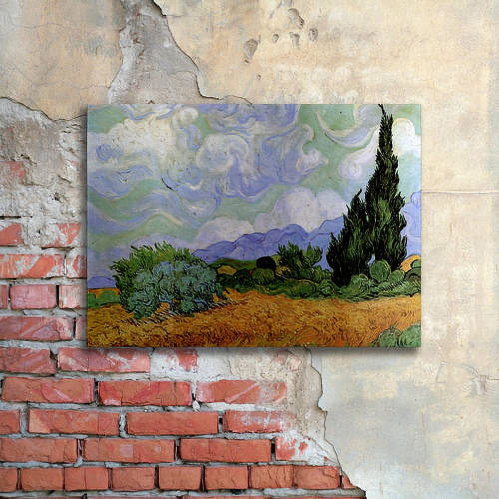 Trademark Fine Art "Wheatfield" Brushed Aluminum Wall Art Art by Vincent van Gogh 16x22