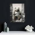 thumbnail image 4 of HENGT Funny Bears Canvas Wall Art Black and White Pictures Farmhouse Bathroom Wall Bear Sitting in Toilet Reading Newspaper Painting for Toilet Bathroom Animals Artwork, 4 of 4