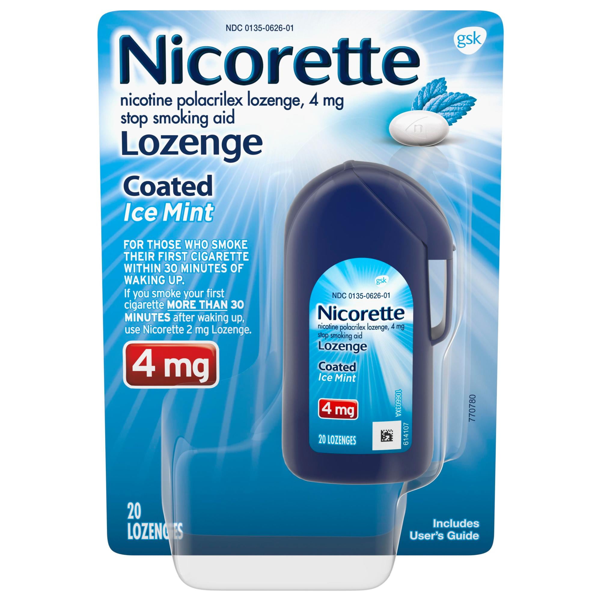 Nicorette Coated Nicotine Lozenges Stop Smoking Aid 4Mg Mint - 20 Ct