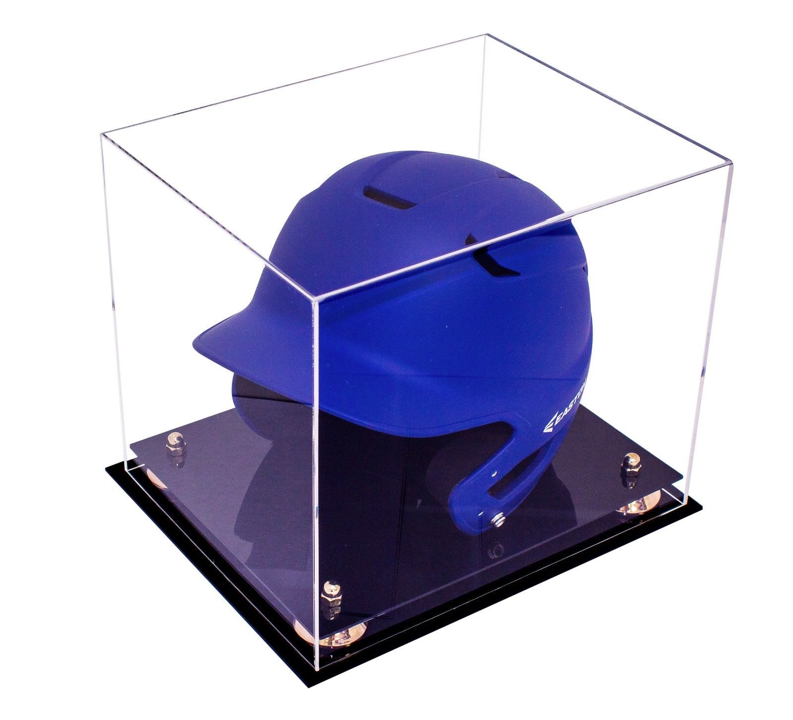 Deluxe Clear Acrylic Baseball Batting Helmet Display Case with Gold