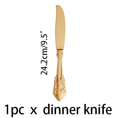 Cubiertos dorados de acero inoxidable para carne, cuchillo, tenedor, cuchara de té, juego de vajilla de lujo para fiesta y boda, 1 ud. Fivean unisex